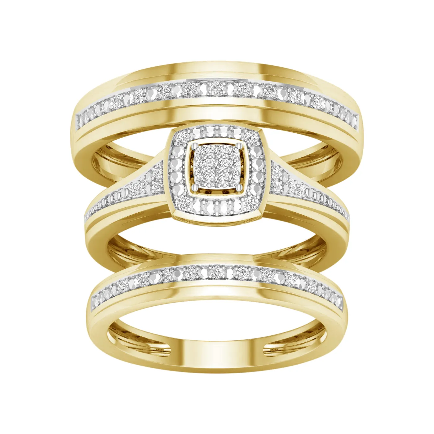 10K 0.10CT Diamond TRIO SET