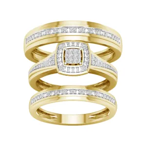 10K 0.10CT Diamond TRIO SET