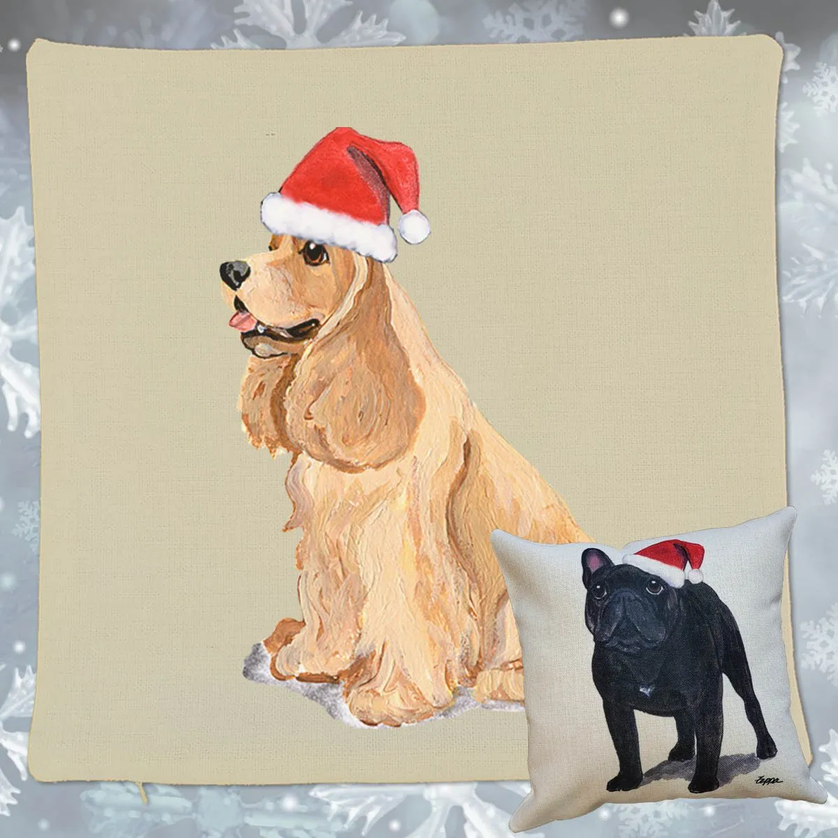 American Cocker Spaniel Santa Pillow Cover