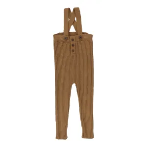 ANALOGIE CAMEL RIBBED KNIT OVERALLS