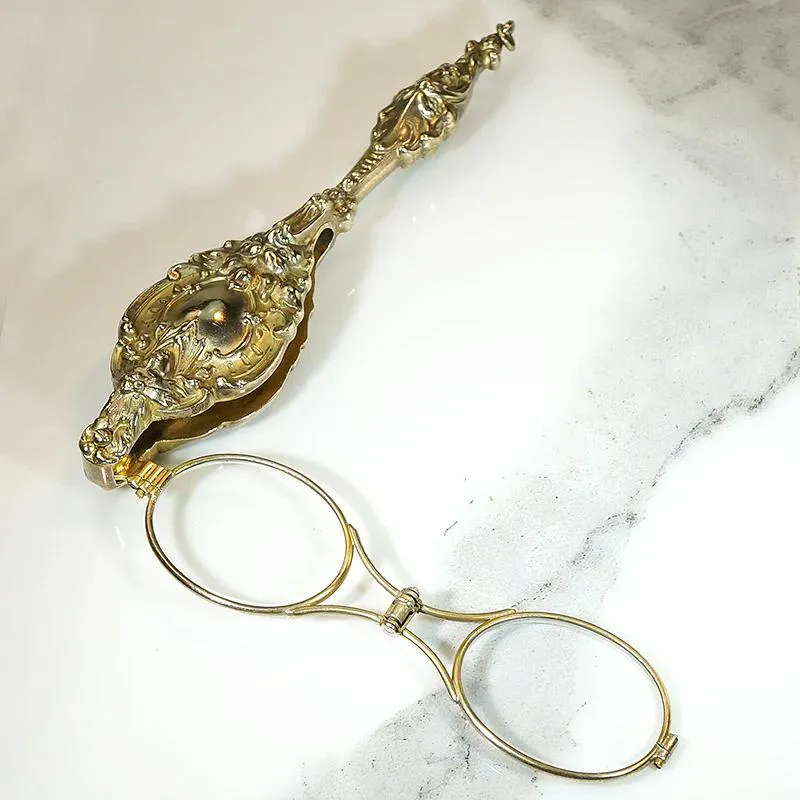 Arcane Art Nouveau Silver Gilt Lorgnette