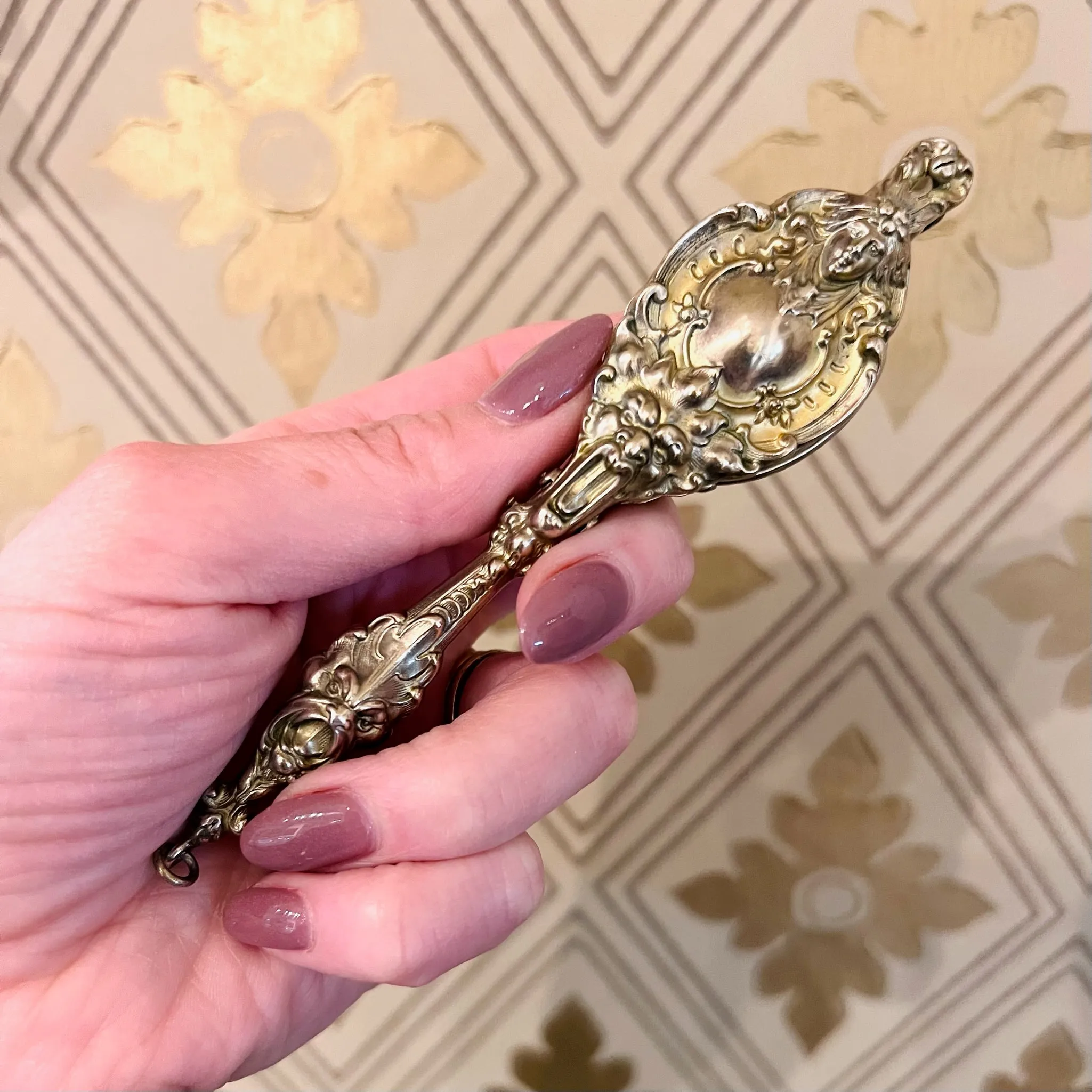 Arcane Art Nouveau Silver Gilt Lorgnette