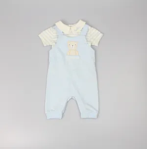 Baby 2pc Dungaree Set - Teddy (0-6 Months) (PK6) D12773