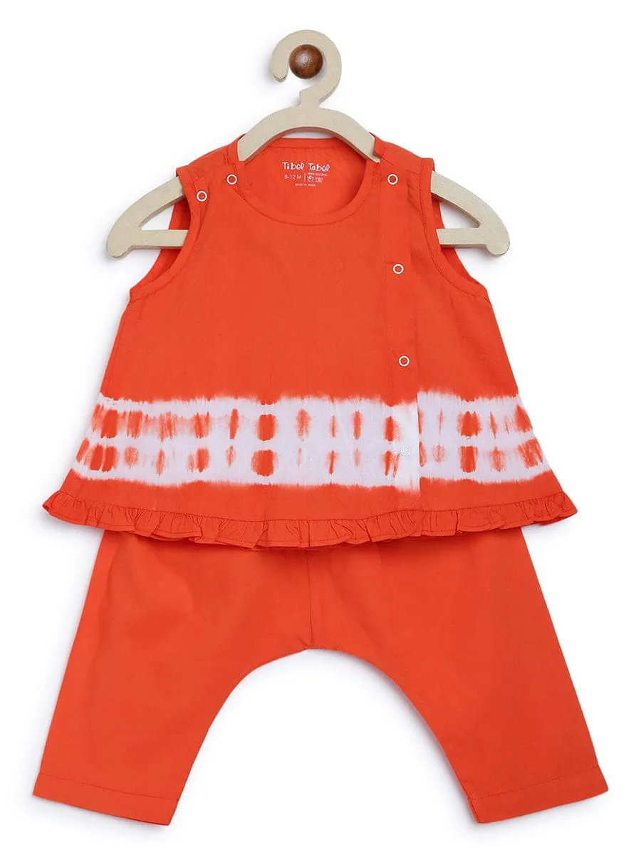 Baby Girl Set Tie Dye Stripe - Orange