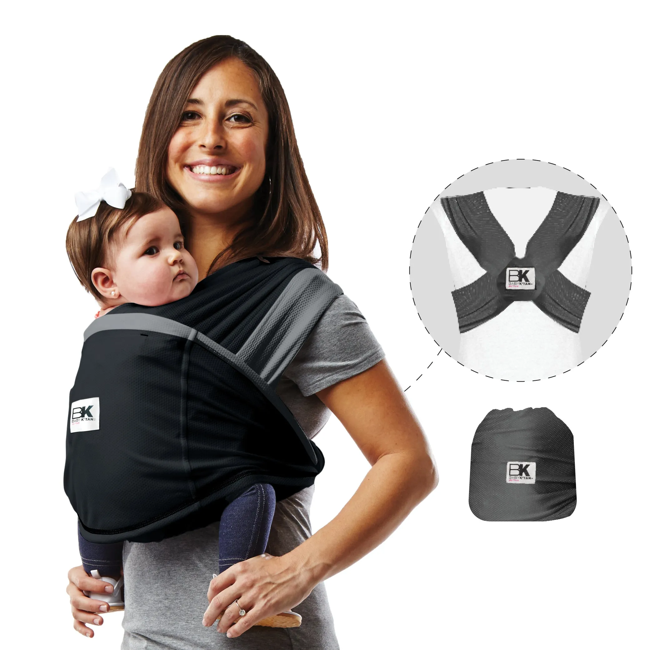 Baby K'tan Active Oasis Baby Carrier - Black/Grey - M