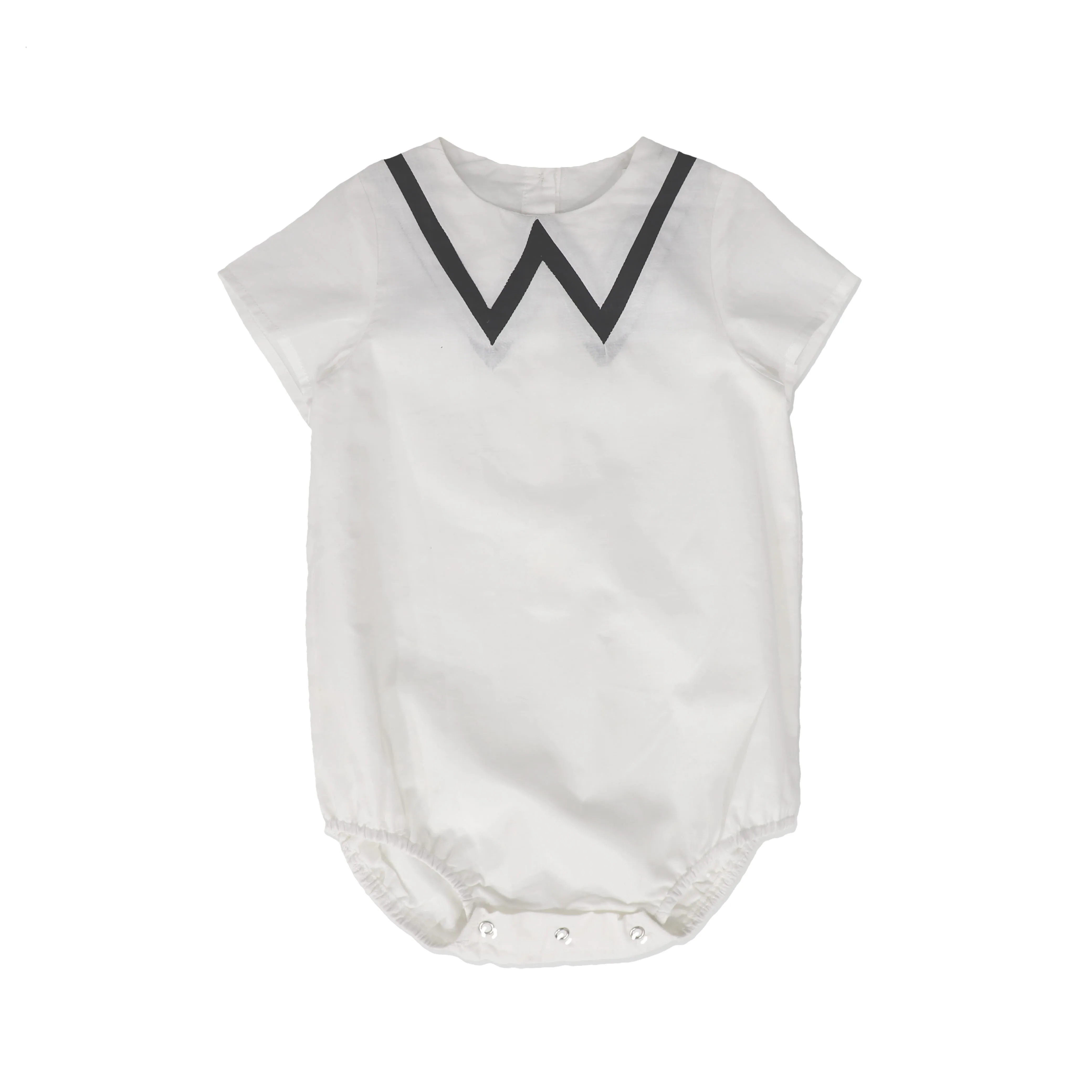 BAMBOO WHITE CONTRAST STITCH ROMPER [FINAL SALE]