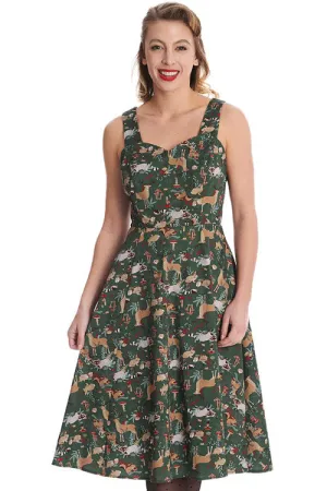 Banned Woodland Creatures Swing Dress Deer Raccoons Mushrooms