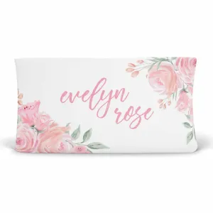 Blush Rose Personalized Changing Pad Cover