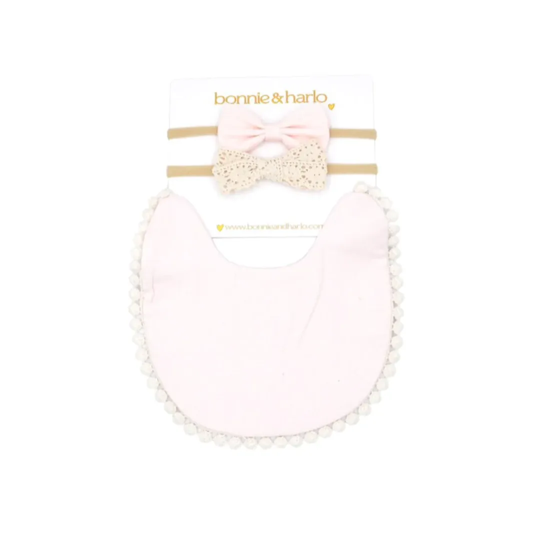 Bonnie & Harlo - Bib & Bow Set - Pink