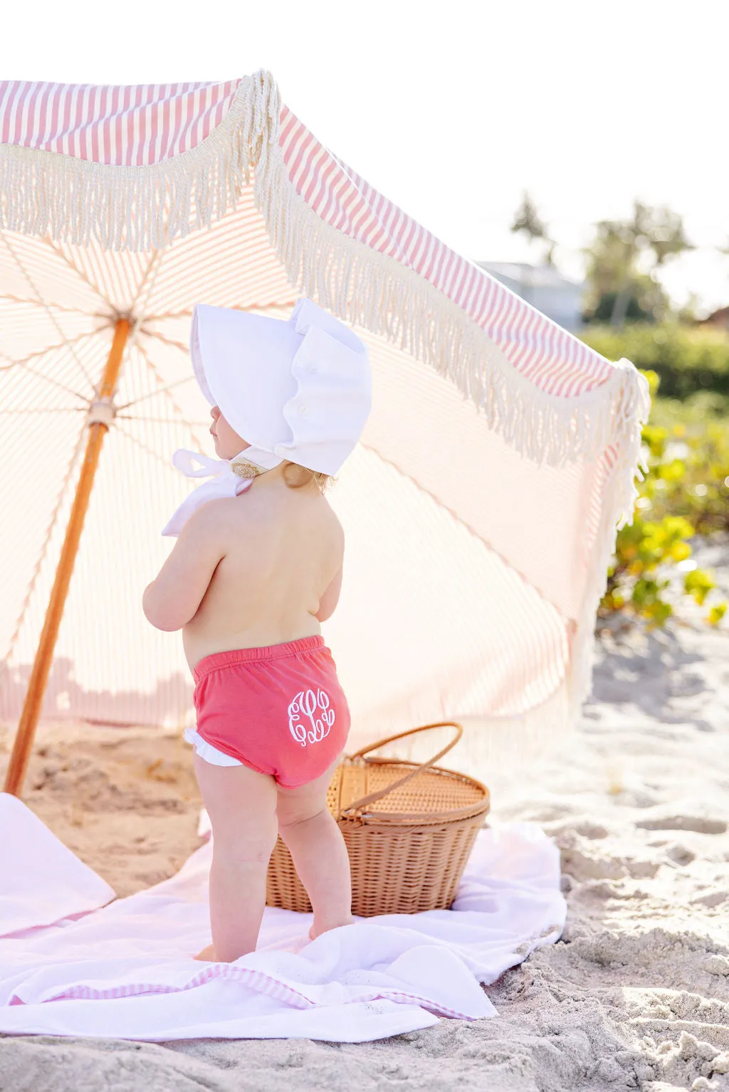 Byrde Bloomers - Parrot Cay Coral with Worth Avenue White Ruffle