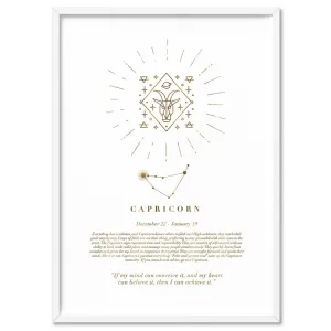 Capricorn Star Sign | Celestial Boho (faux look foil) - Art Print