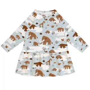 Chicago Dress - Ice Age Animals Pale Blue