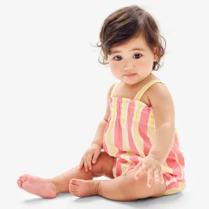 Clearance baby smocked bubble shortie in awning stripe