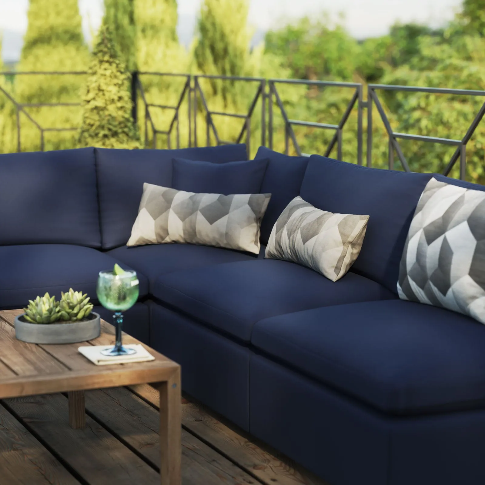 Commix 5-Piece Outdoor Patio Sectional Sofa by Modway