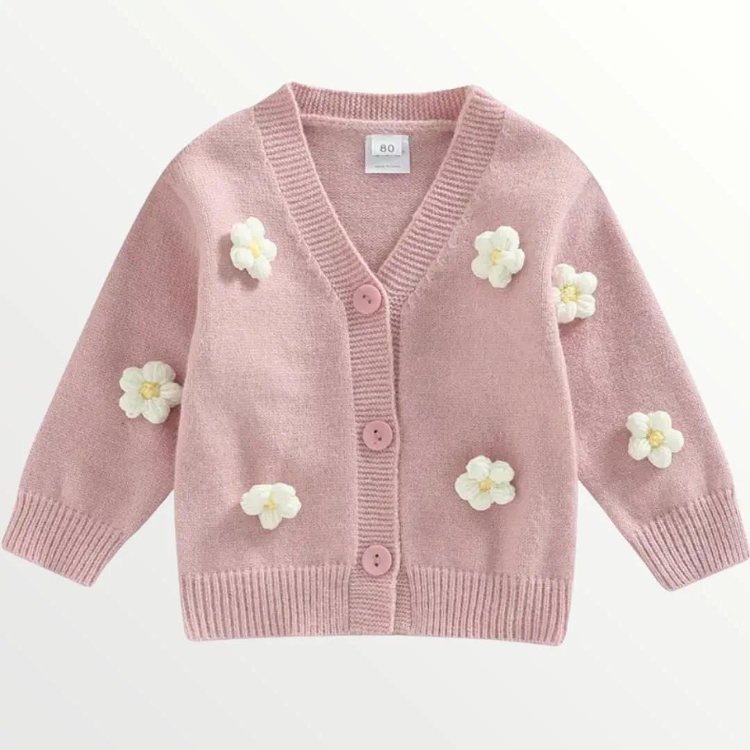 Daisy Applique Knit Cardigan