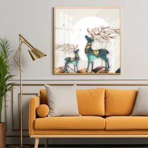 Deer Decorative Luxury Crystal Square Wall Art