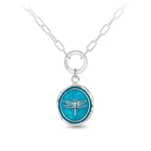 Dragonfly Small Paperclip Chain Necklace - Capri Blue