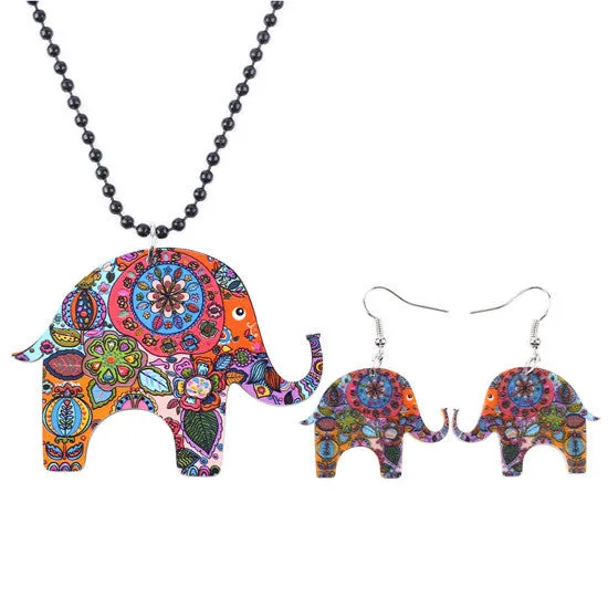 Elephant Pendant and Dangle Earrings (Set)