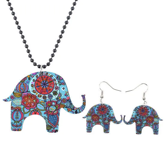 Elephant Pendant and Dangle Earrings (Set)