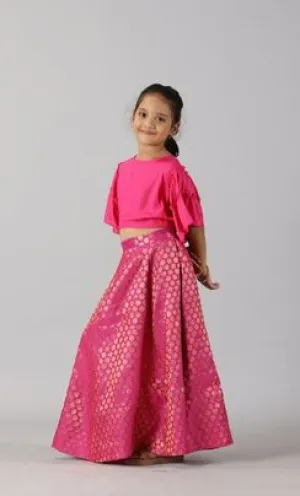 Girls Ethnic Half Sleeve Choli & Lehenga Set