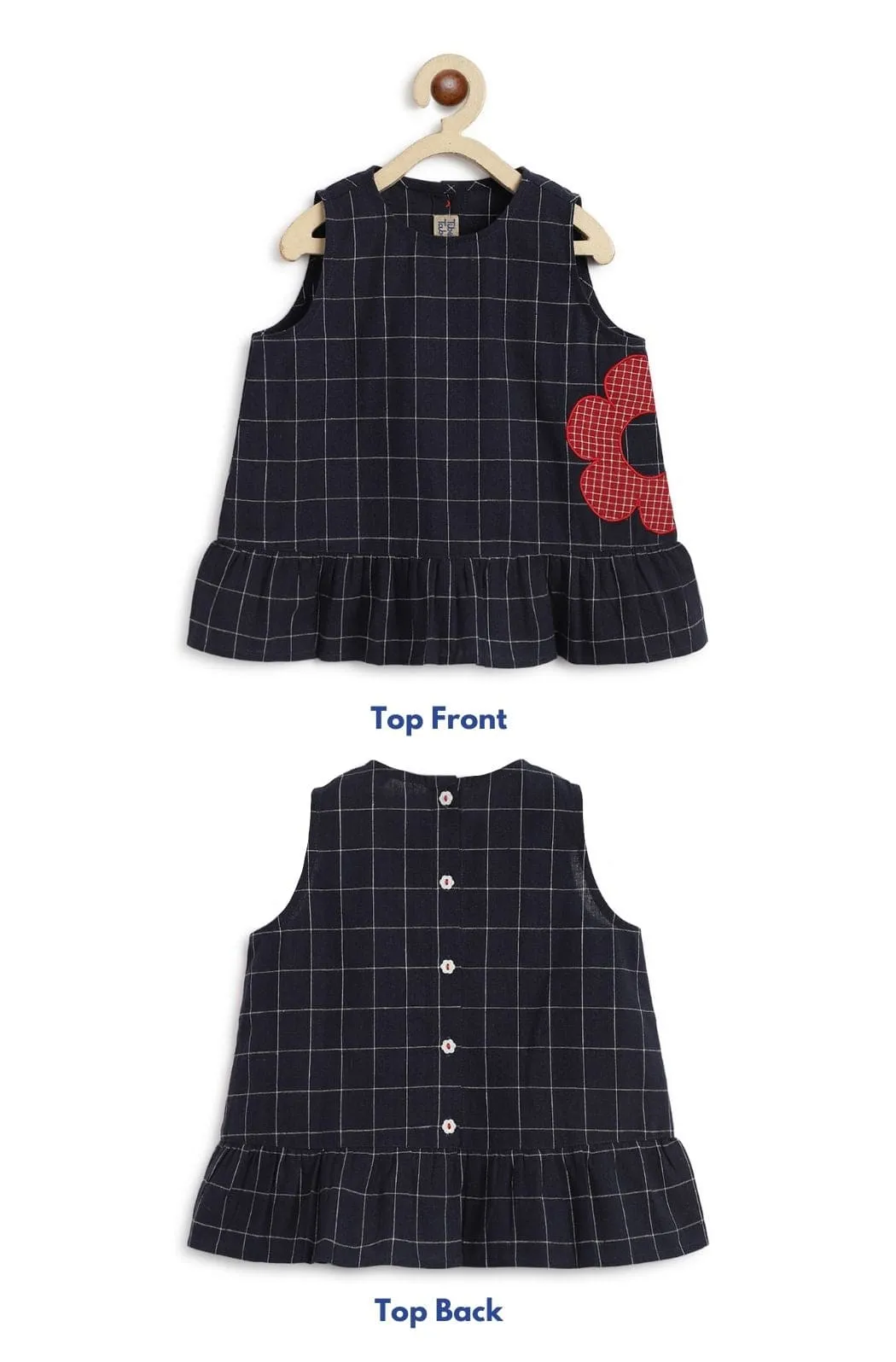 Girls Petal Plaid Co-ord Set - Blue