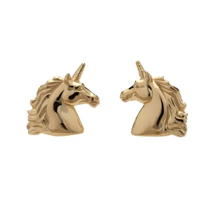 Gold Plated Unicorn Stud Earrings