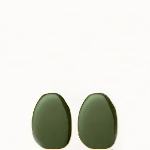 HAND ENAMELED EARRINGS "STONE NO.1" IN OLIVE