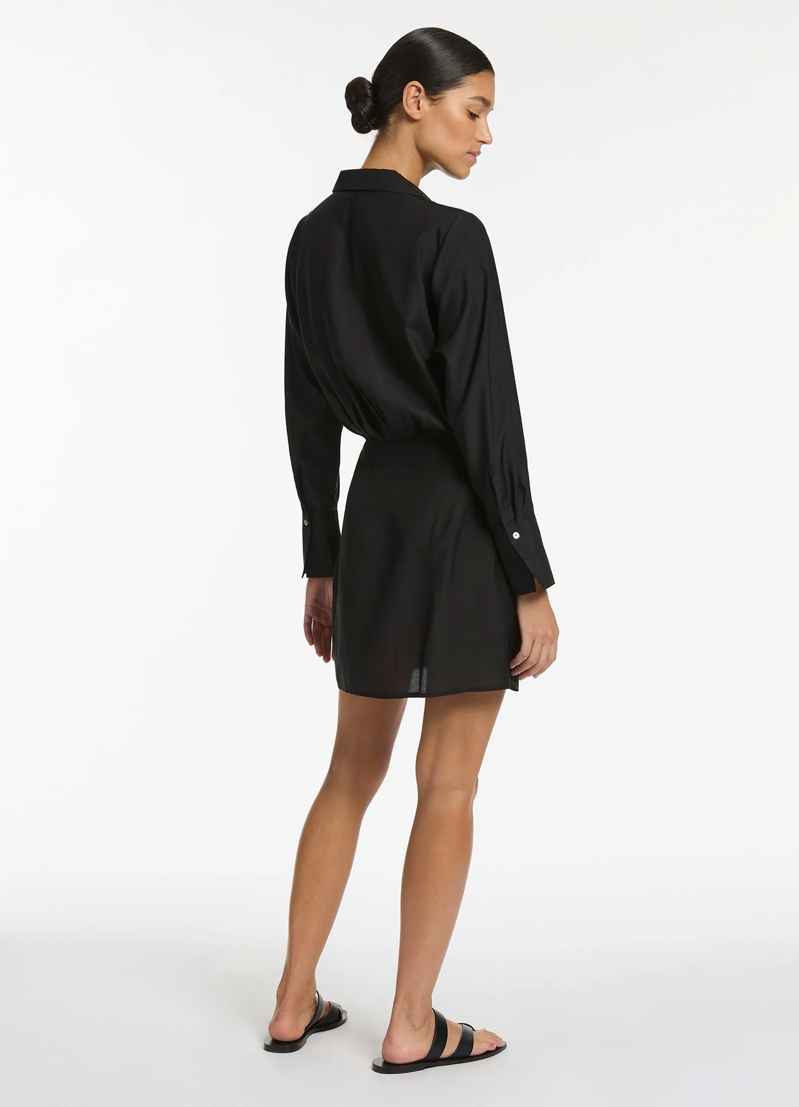 Jetset Draped Shirt Dress - Black