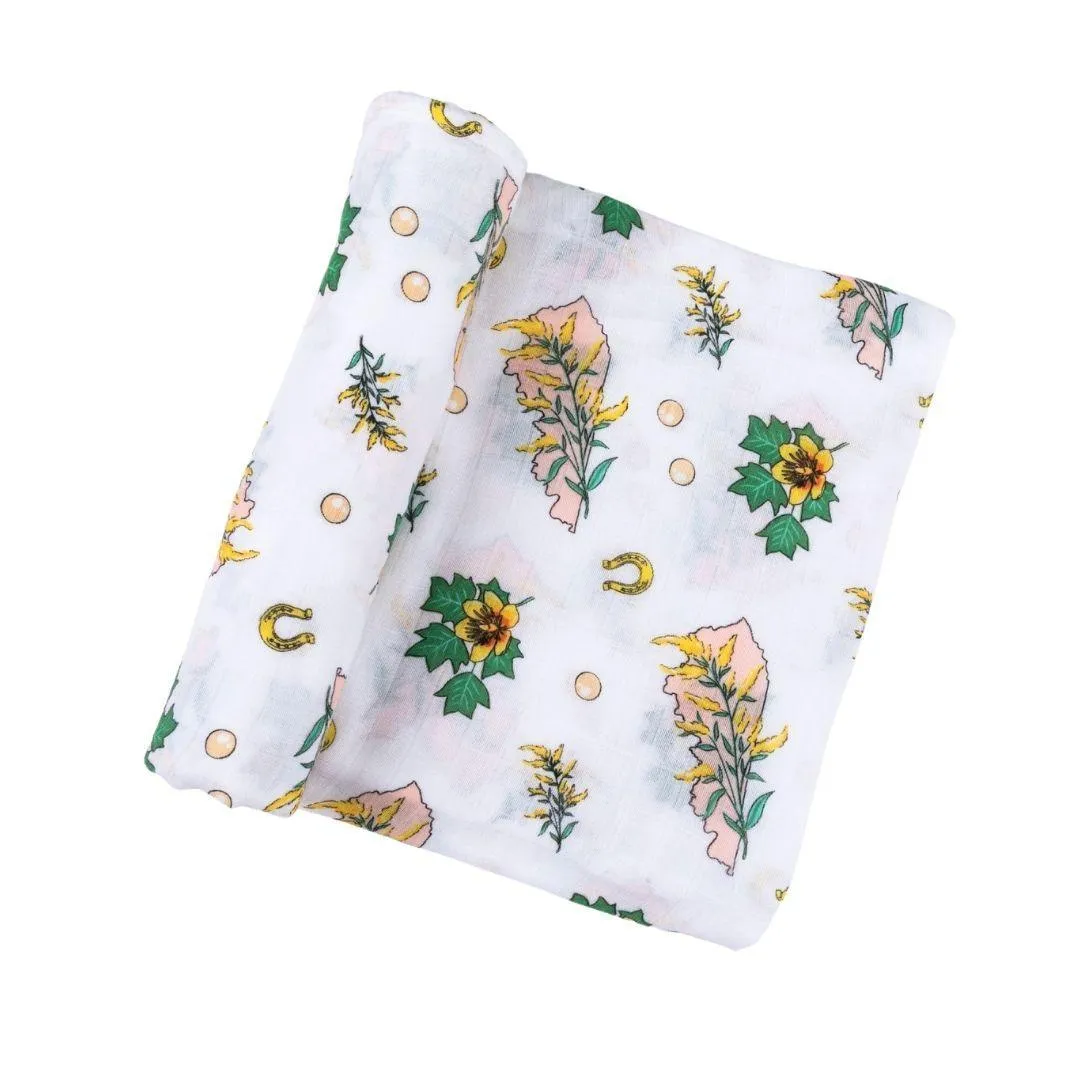 Kentucky Baby (Floral) Muslin Swaddle Receiving Blanket