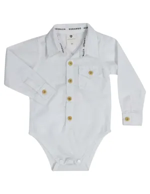 Korango Classique Boy Woven Shirt Bodysuit - White