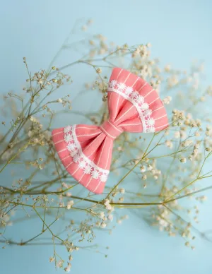 Lace Bow Hair Accessory - Pink