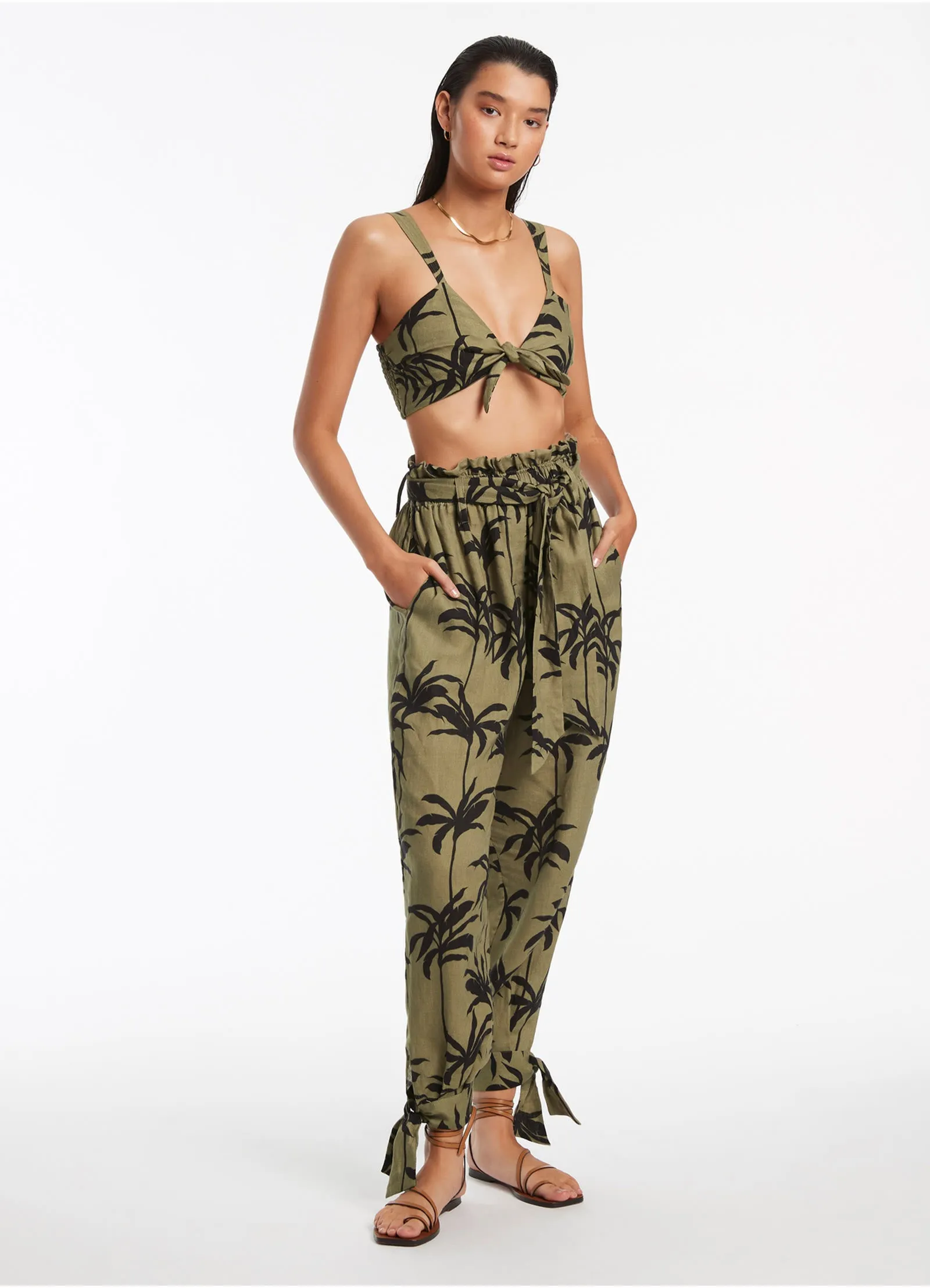 Palme Tie Cuff Pant - Olive