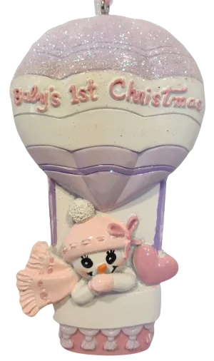 "Baby's 1st Christmas" Boy and Girl Hot Air Balloon Ornaments  Assortment 4"