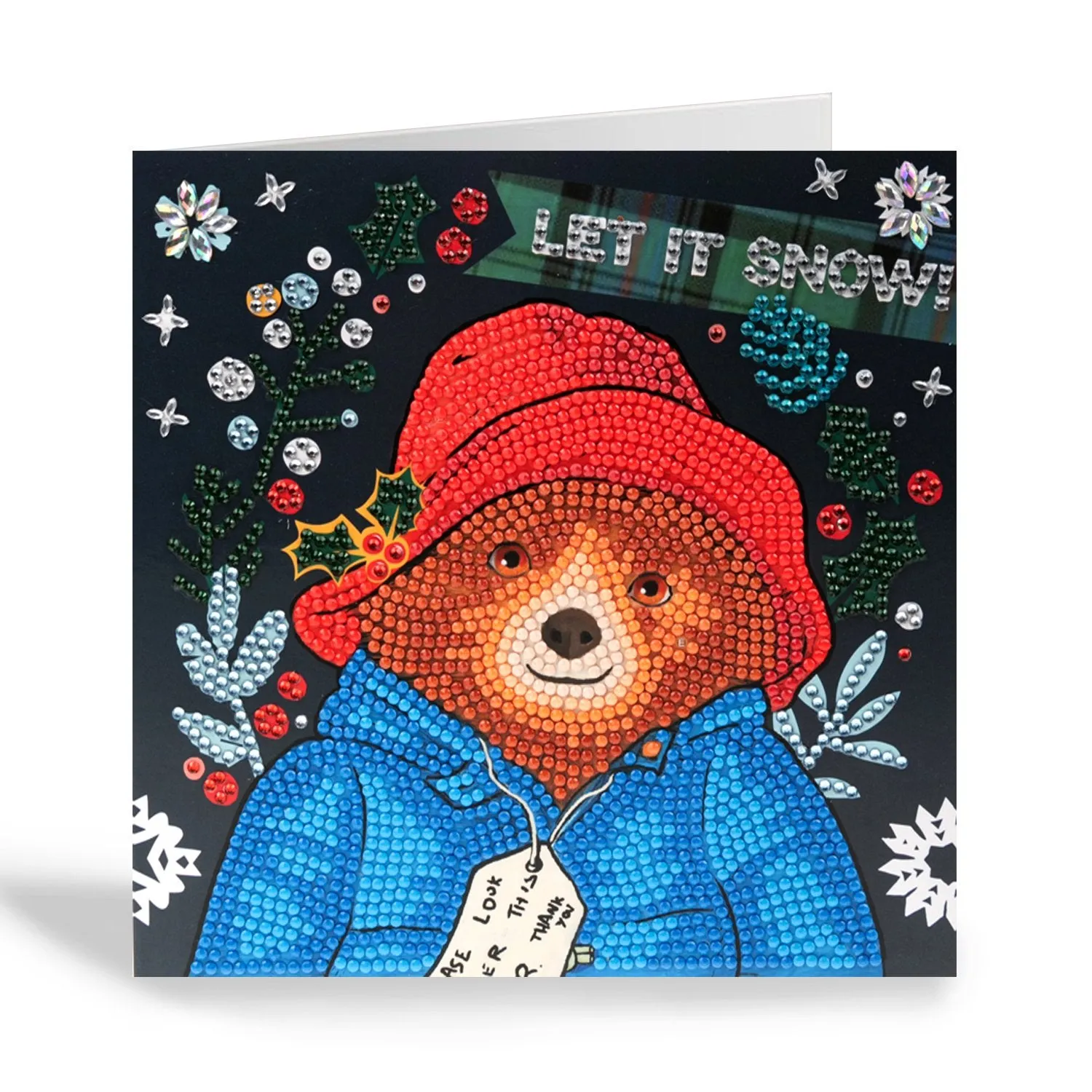 "Let It Snow" Paddington Bear Crystal Art Card 18x18cm