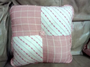 Red and White Pillows, Waverly Fabric, corded edge and covered button