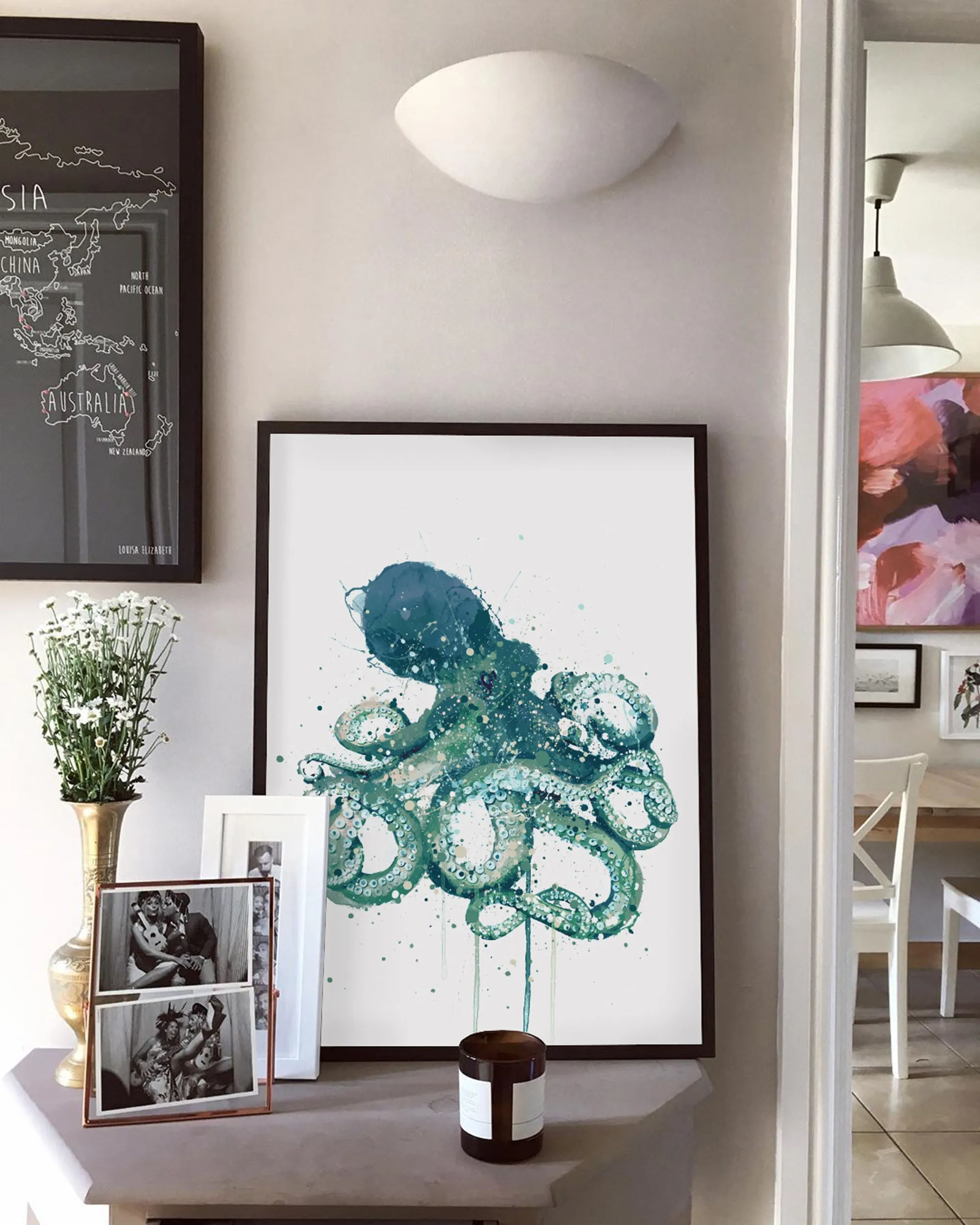 Sea Creature Wall Art Print 'Blue Octopus'