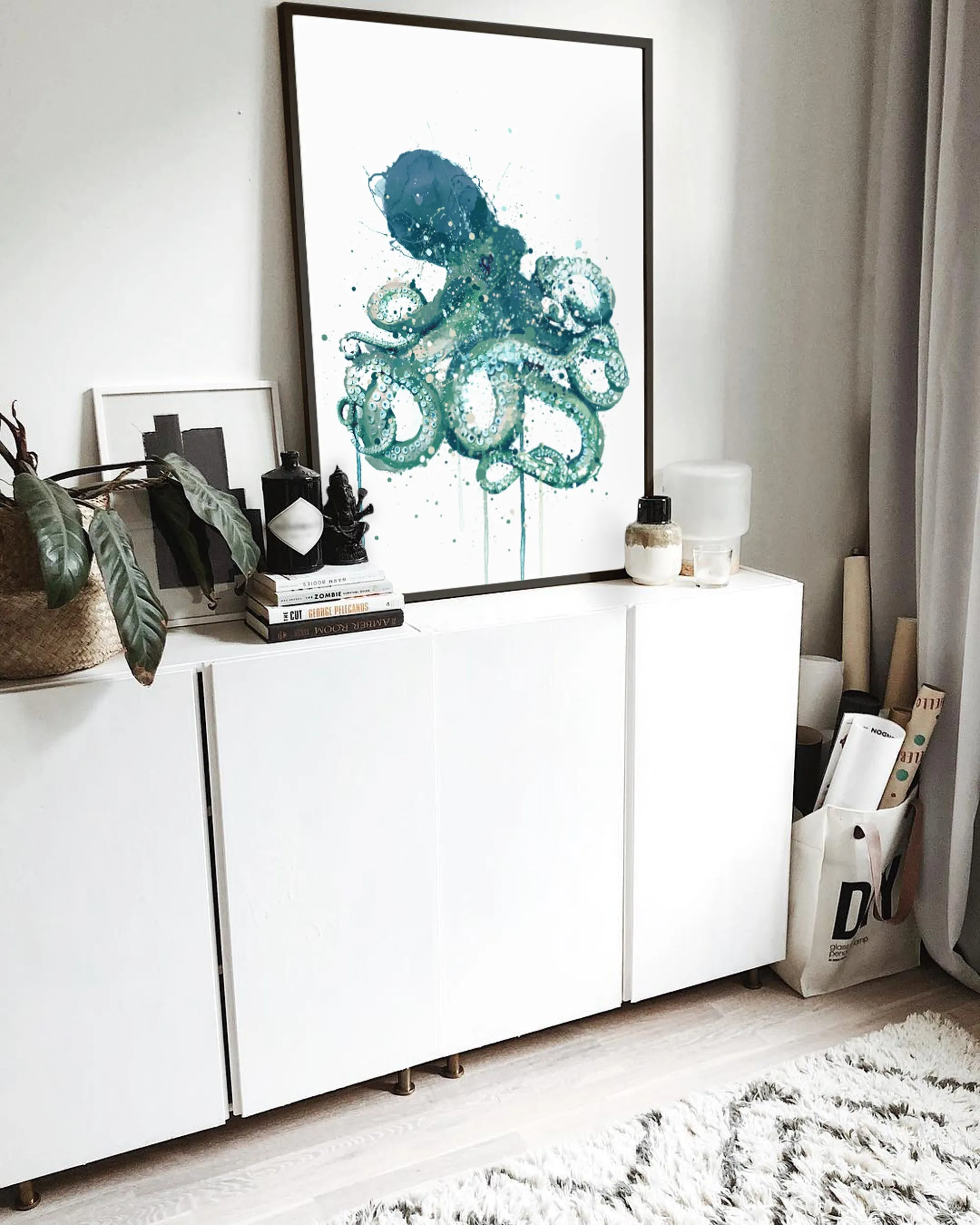 Sea Creature Wall Art Print 'Blue Octopus'