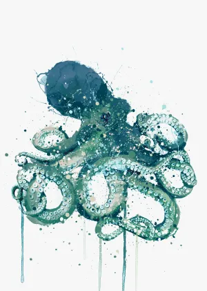 Sea Creature Wall Art Print 'Blue Octopus'