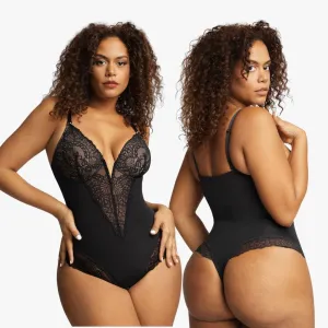 Shecurve® Sexy Lace Deep-V Neck Bodysuits