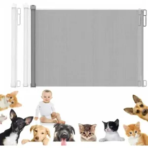 Stair Gates for Dogs,Aluminum Alloy Material Retractable Stair Gate Portable Baby Safety Gate for Child Outdoor Kitchen,Stairs