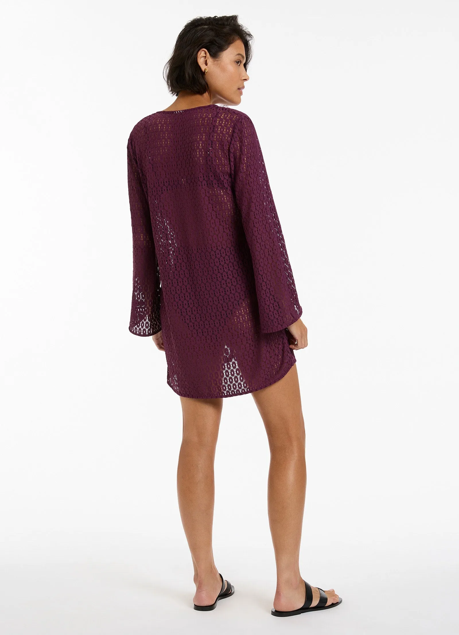 Stretch Lace Kaftan - Port