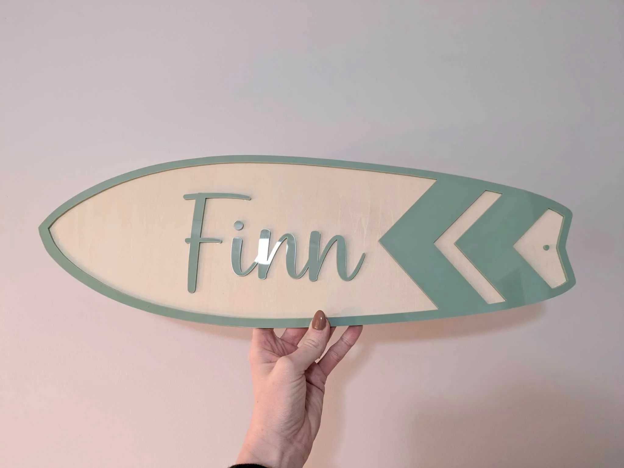 Surf Board with Acrylic Name