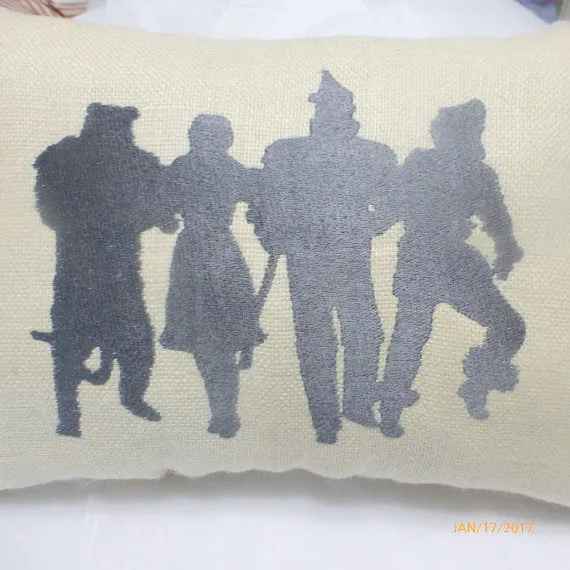 Wizard of OZ Pillow, Embroidered Silhouette pillows