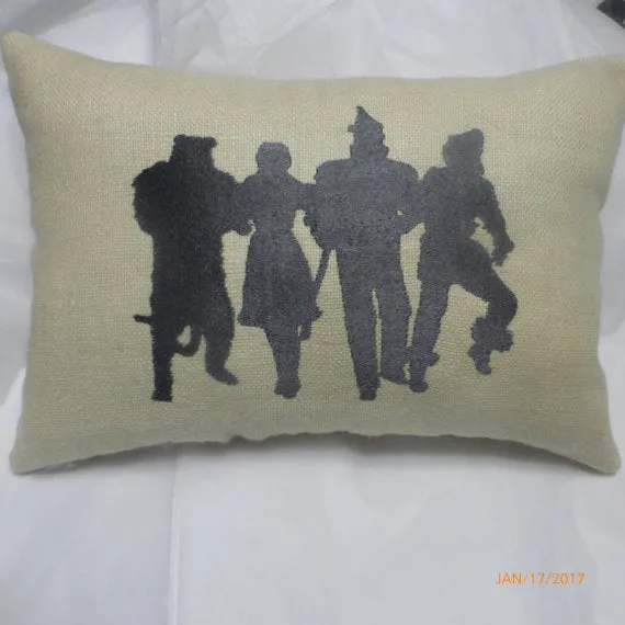 Wizard of OZ Pillow, Embroidered Silhouette pillows